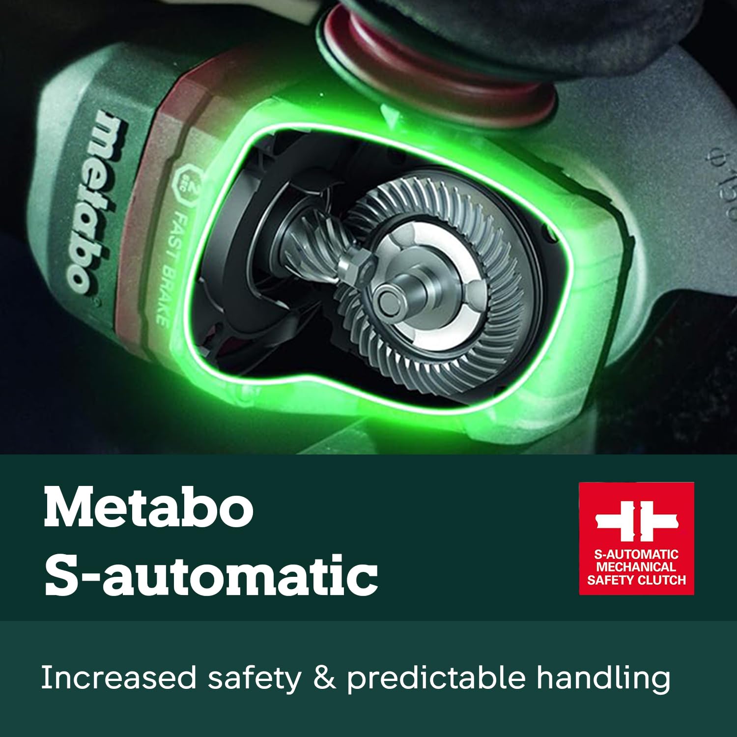 Metabo non-locking paddle switch for safer, comfortable control.