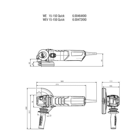 Rotatable gear housing on Metabo grinder enabling versatile left/right-handed operation