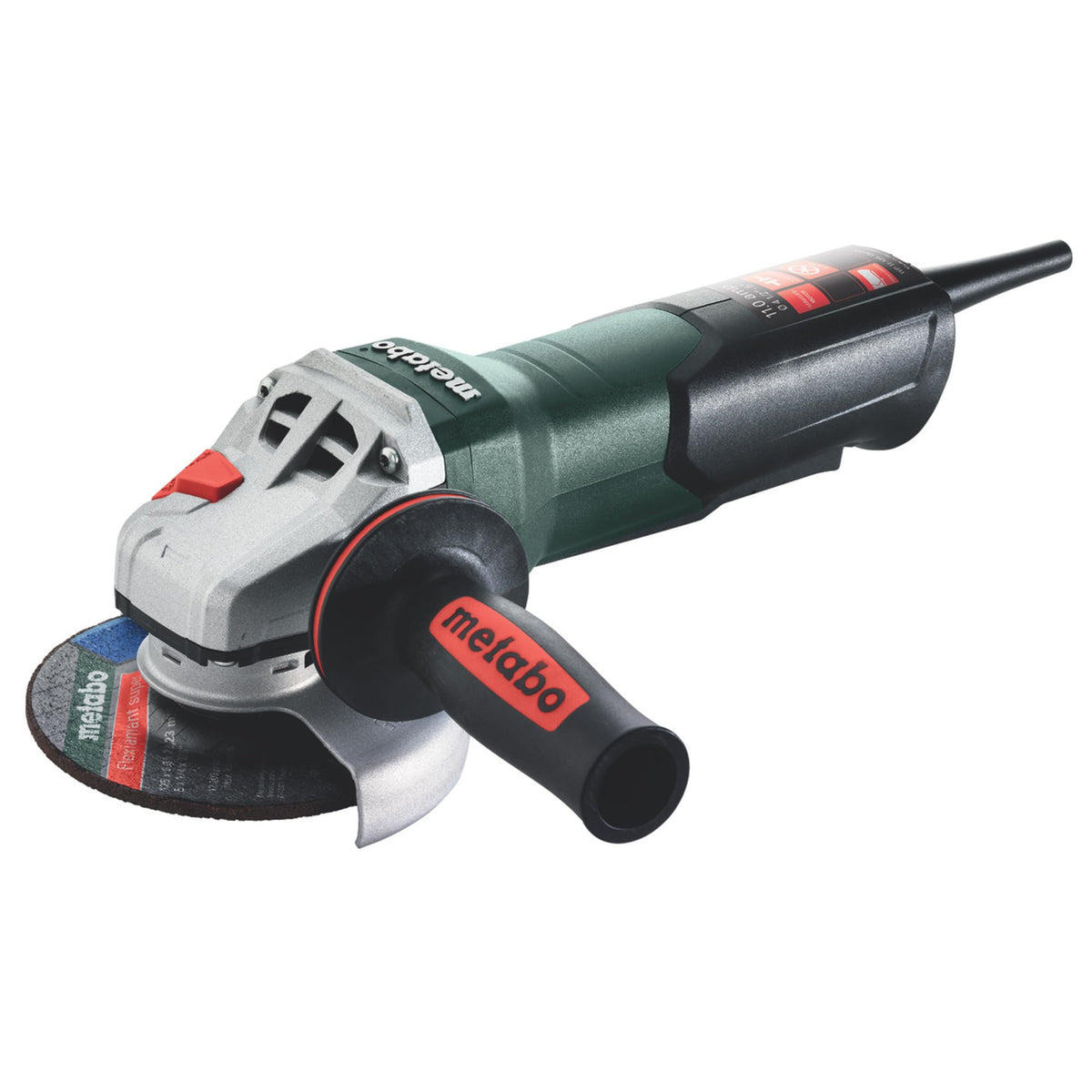 Metabo WP 11-125 Quick grinder front view showing sturdy build and durability