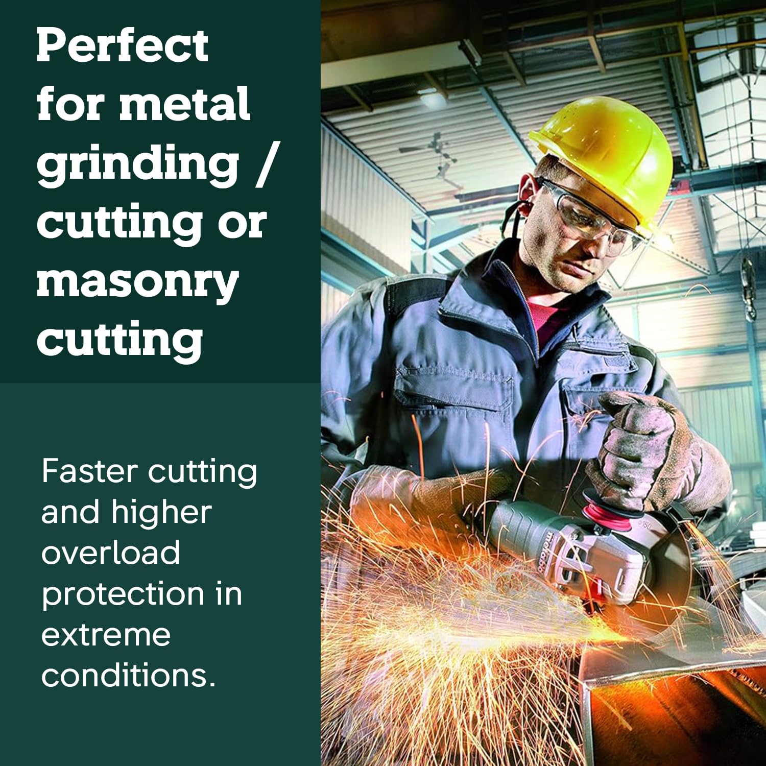 Metabo WP 11-125 Quick grinder side view highlighting compact ergonomic profile