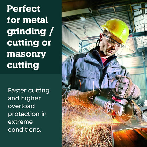 Metabo LongLife motor with dust protection sustains performance during tough grinding.