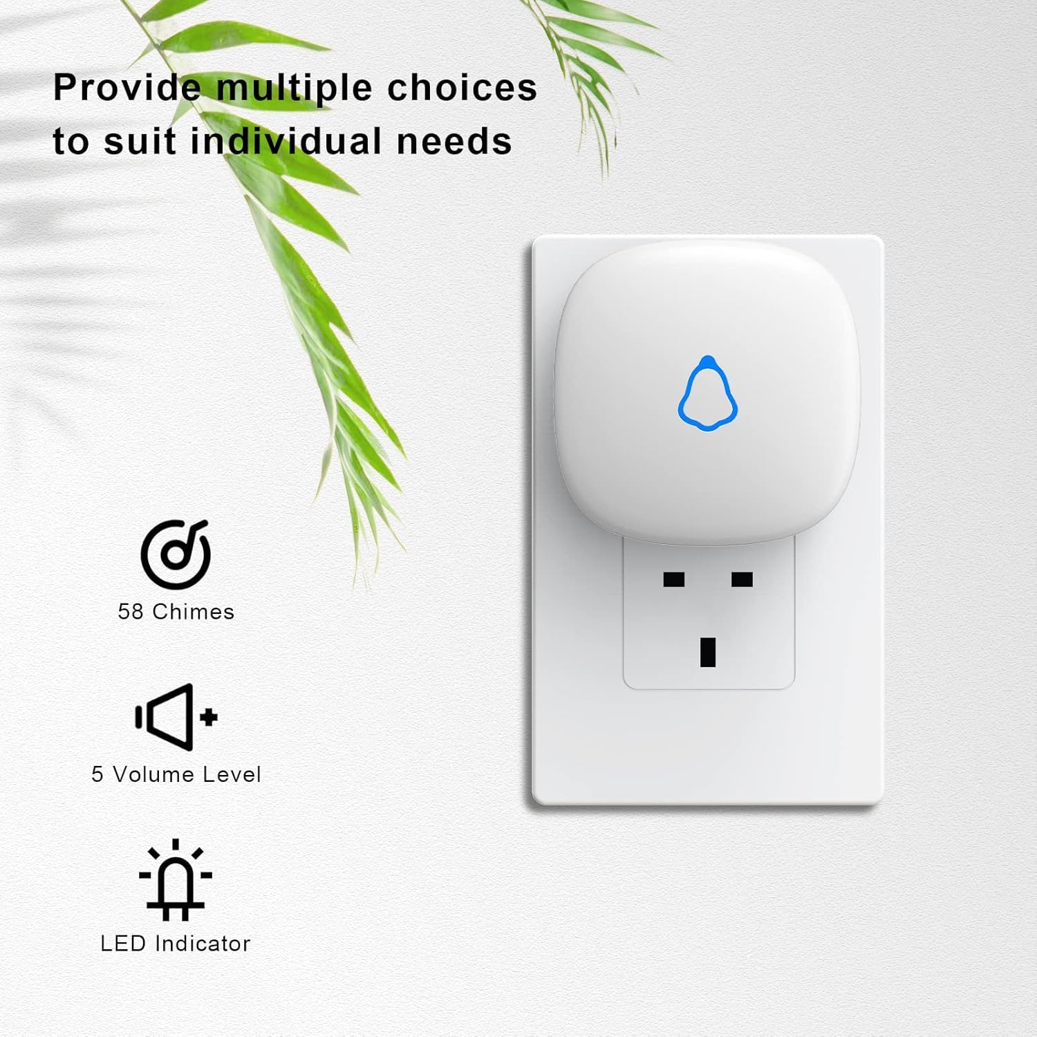 METAK door chime receiver plugged into outlet for reliable alerts