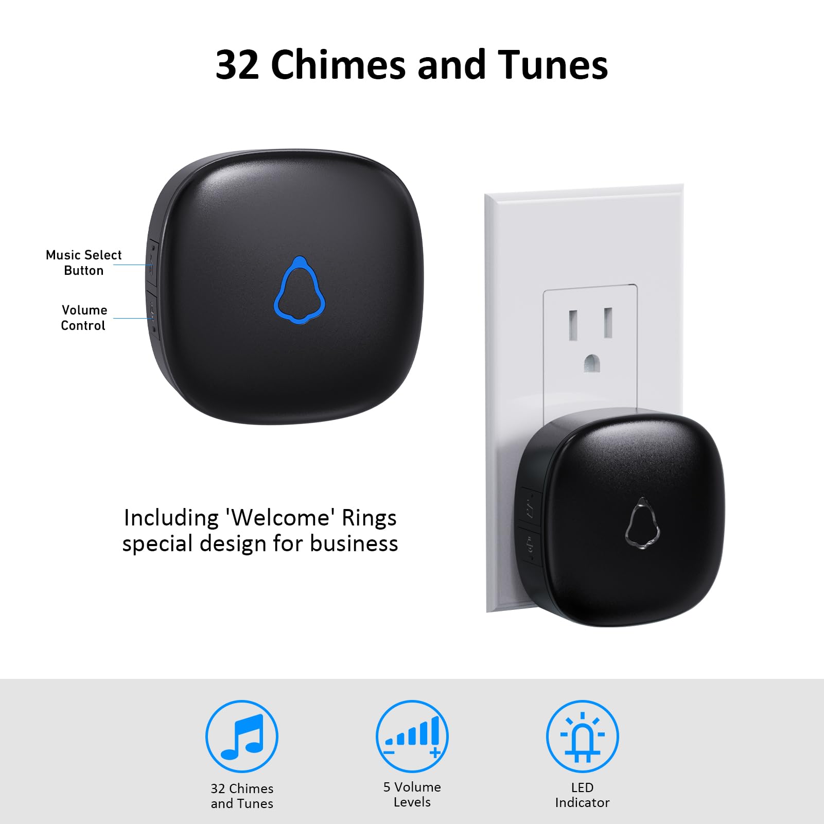 METAK doorbell chime with customizable ringtones for visitors