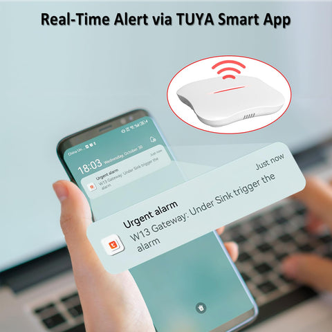 METAK app notification on mobile for leak alerts and updates.