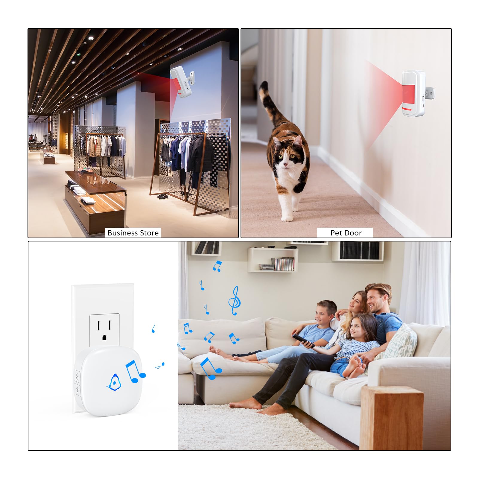 METAK PIR detector covers 110 degrees up to 26 feet for wide reach.