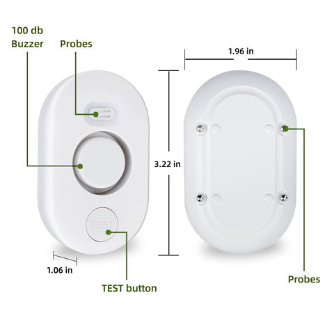 METAK Water Leak Detector long-life battery with low-battery alert for maintenance reminders.