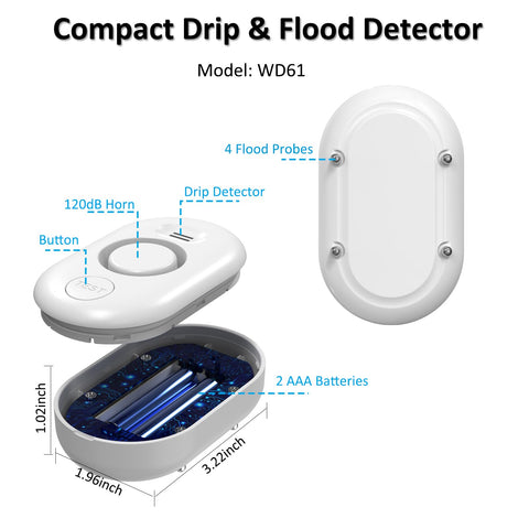 WD61 top drip sensor detects early leaks near faucets.