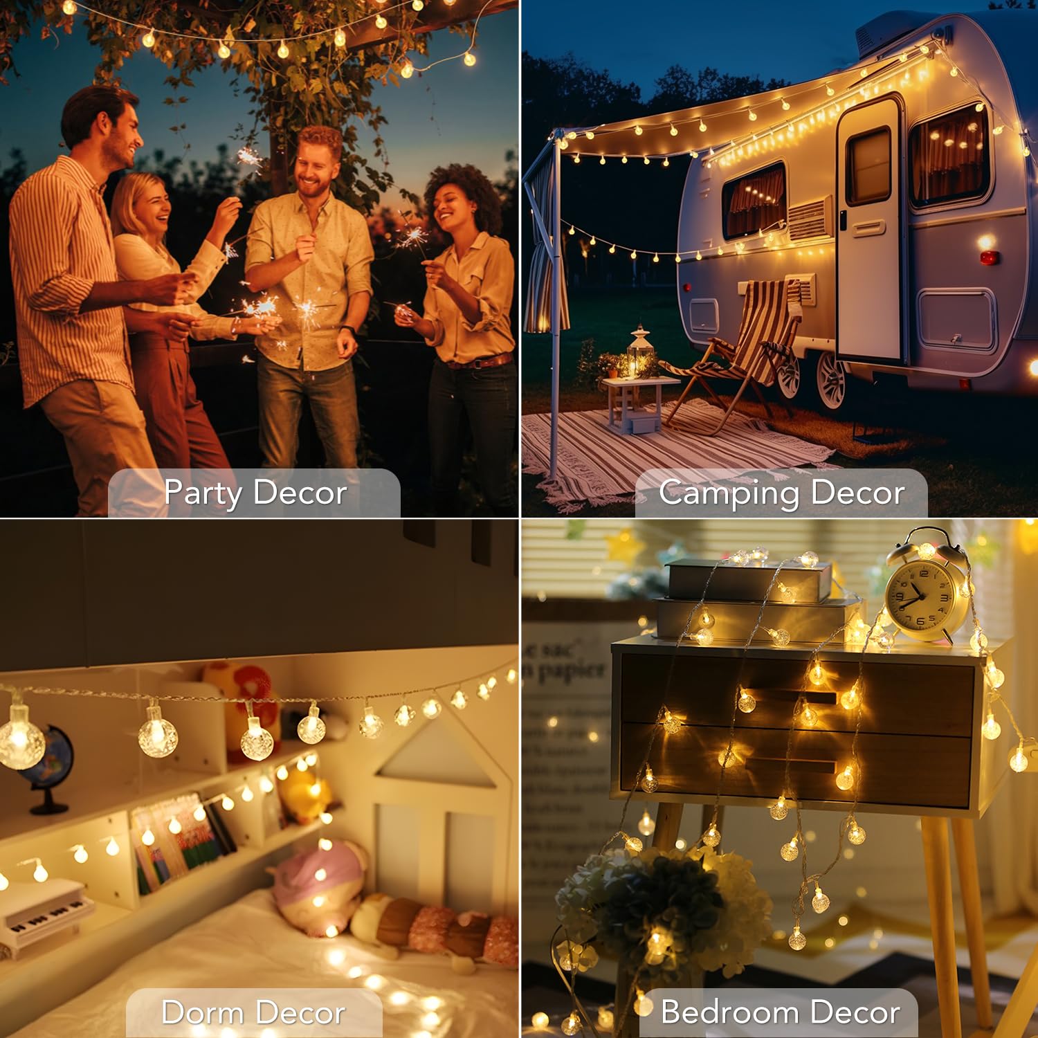 Metaku Globe String Lights PVC tube protection for longevity