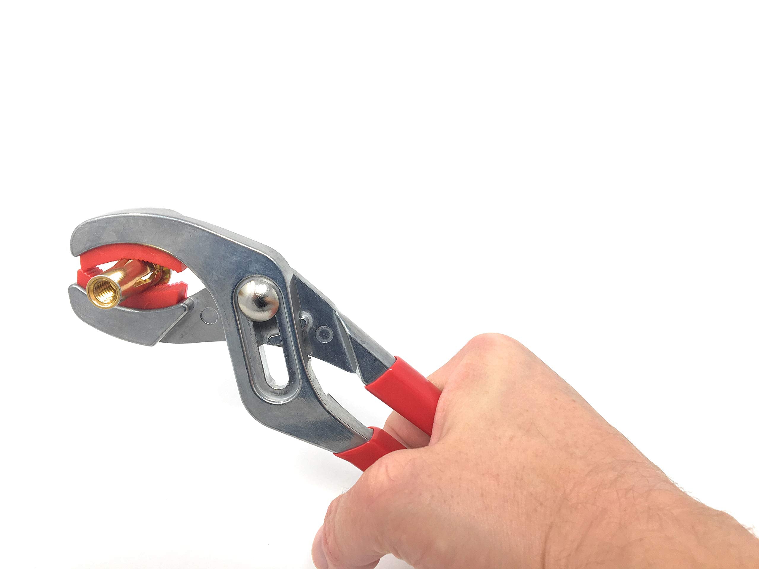 METAL MAGERY Soft Jaw Cannon Plug Pliers feature a sliding jaw for versatile positioning.