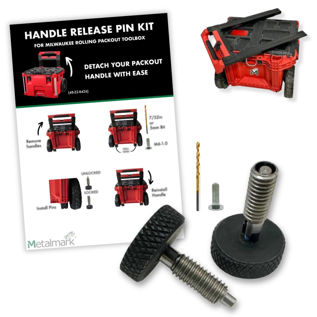 Metalmark handle release pins for Packout assembly with quick installation