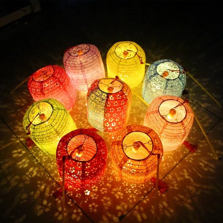 Metany red paper lantern glows warmly for festive occasions