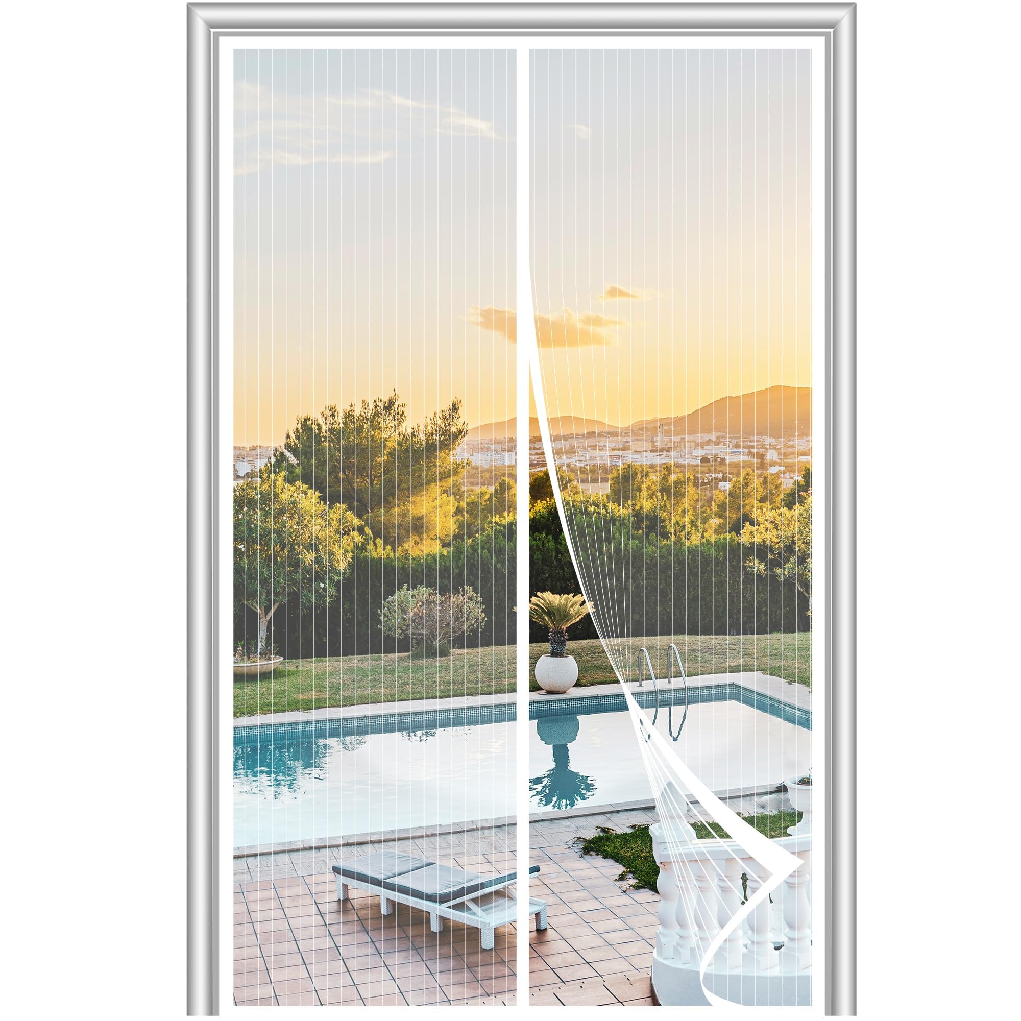 METAONLY magnetic screen door 40x84 setup closeup with install hardware