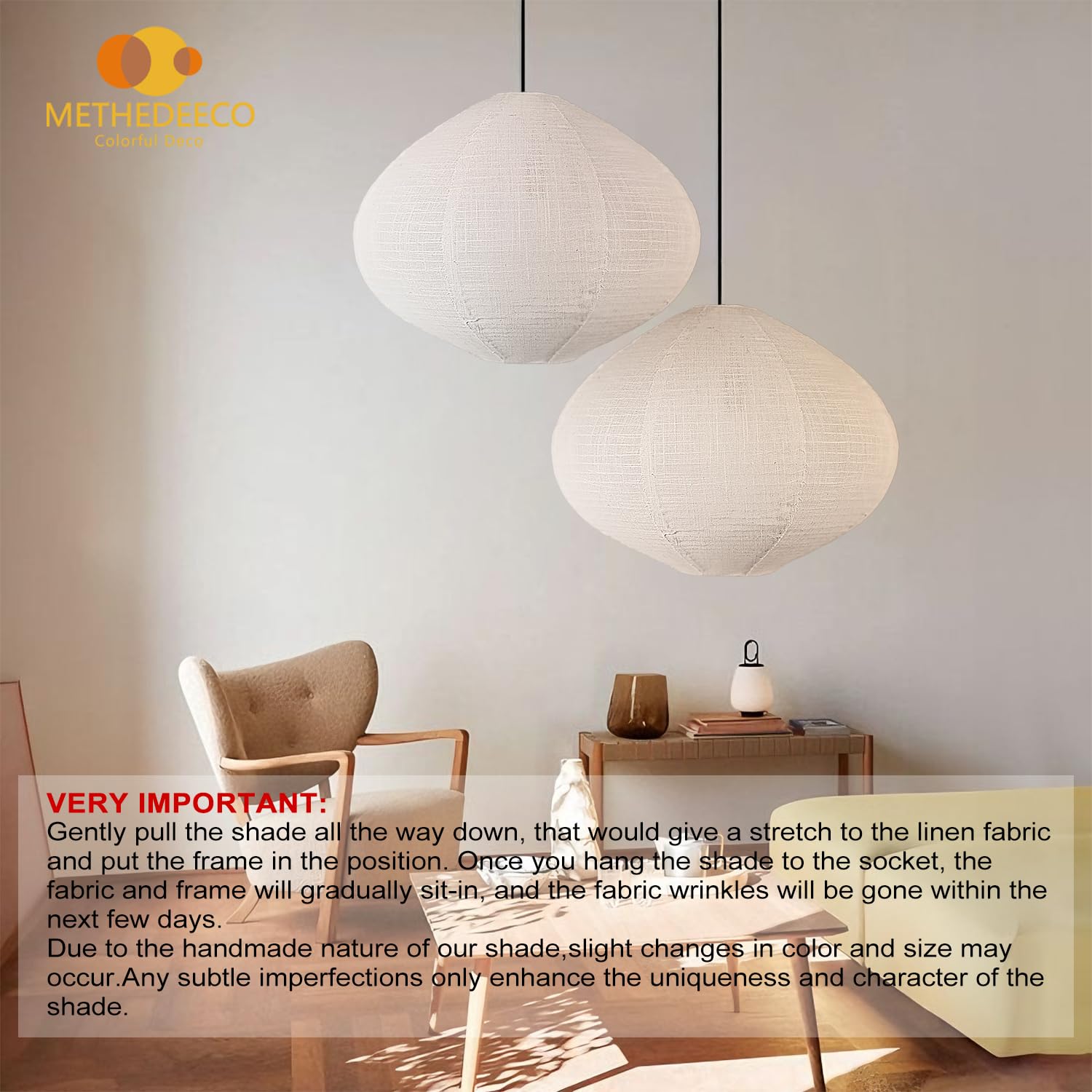 METHEDEECO 16-inch linen lampshade frame, ready for quick assembly