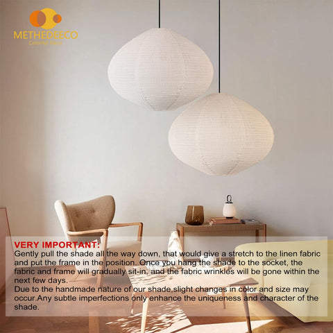 METHEDEECO 16-inch linen lampshade frame, ready for quick assembly