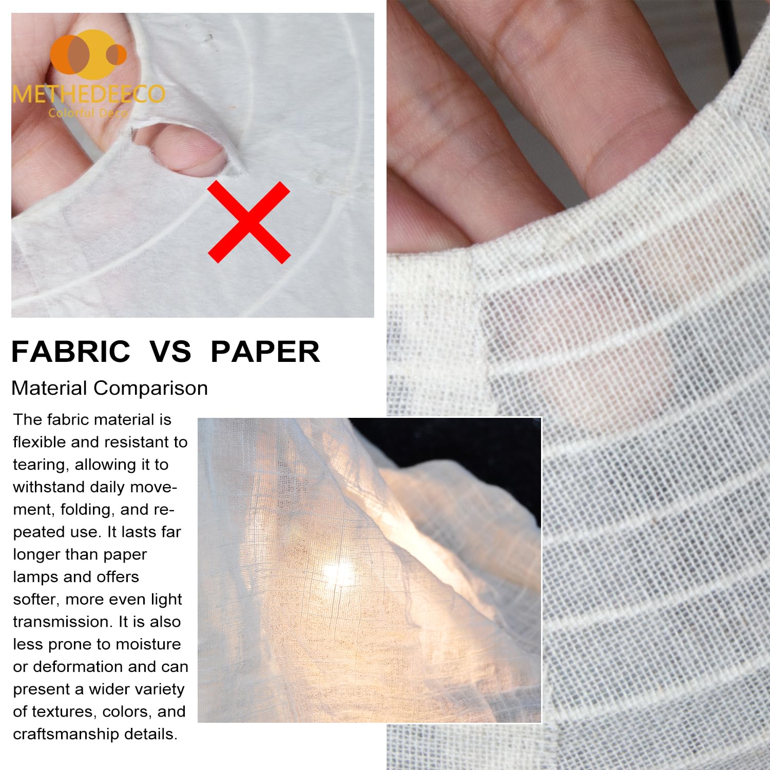 METHEDEECO easy-care linen shade cleans with damp cloth
