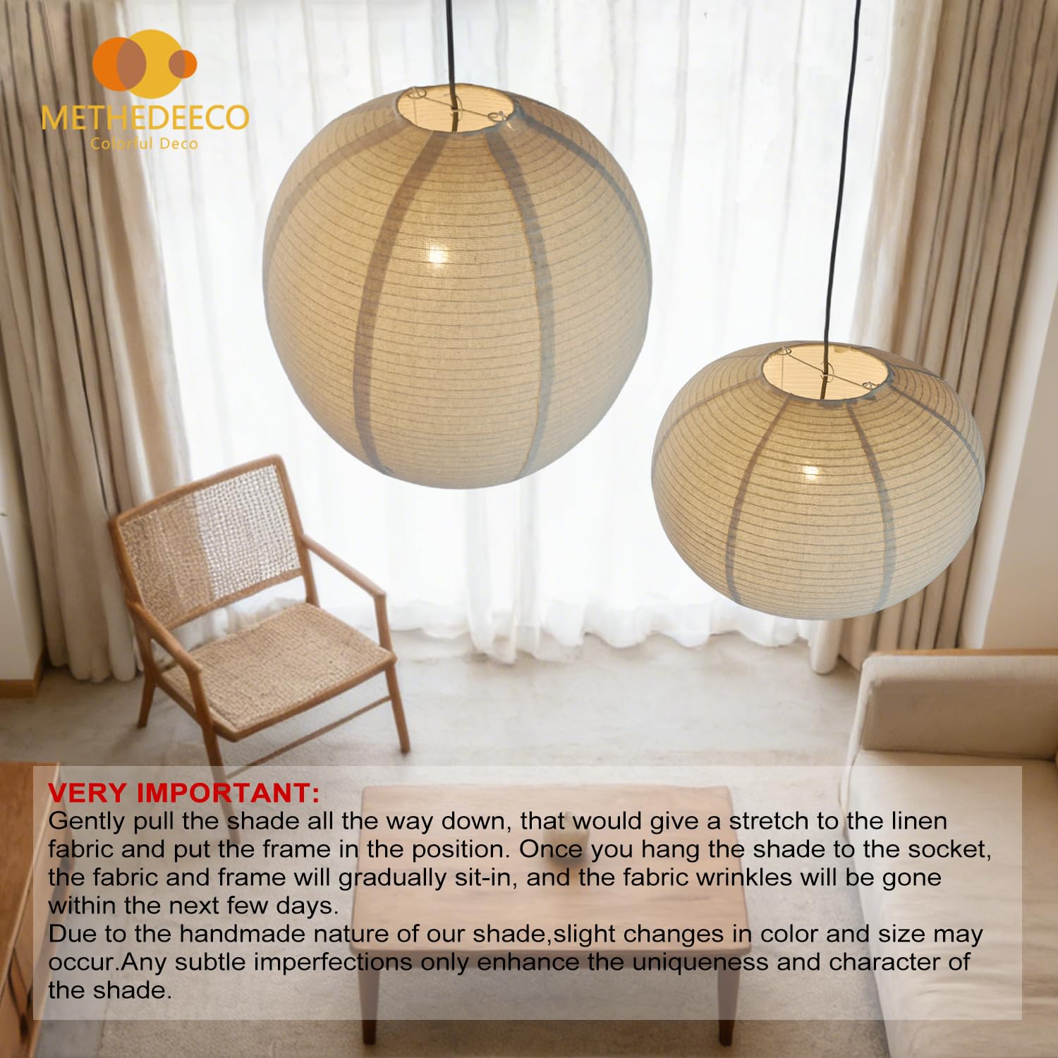METHEDEECO burlap pendant flatround 16in flat view showcases minimalist disc silhouette for modern spaces