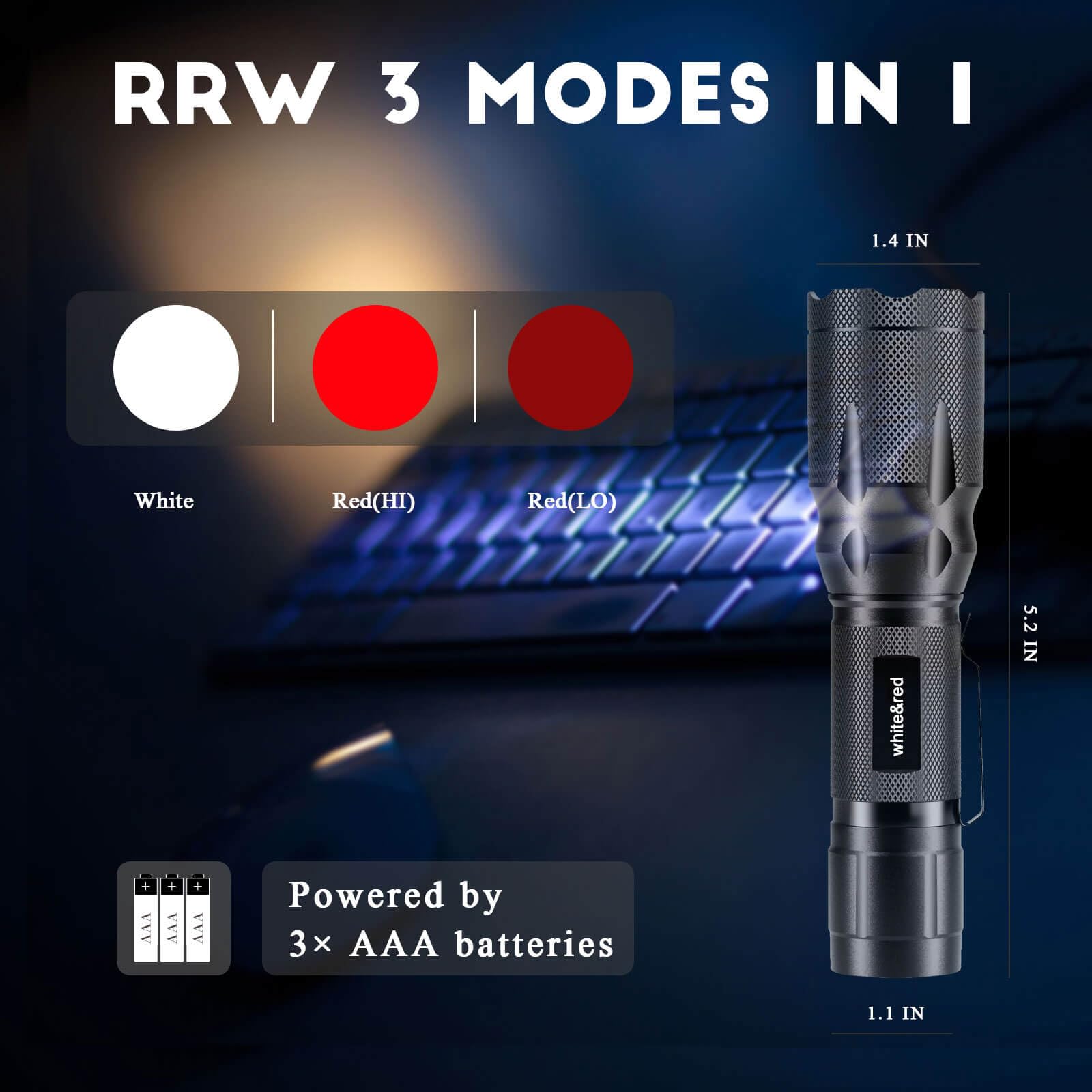 METII Red Flashlight with bright red beam for discreet wildlife viewing.