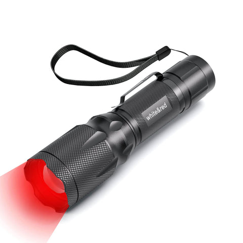 METII Upgraded Red Flashlight with white beam for everyday tasks.
