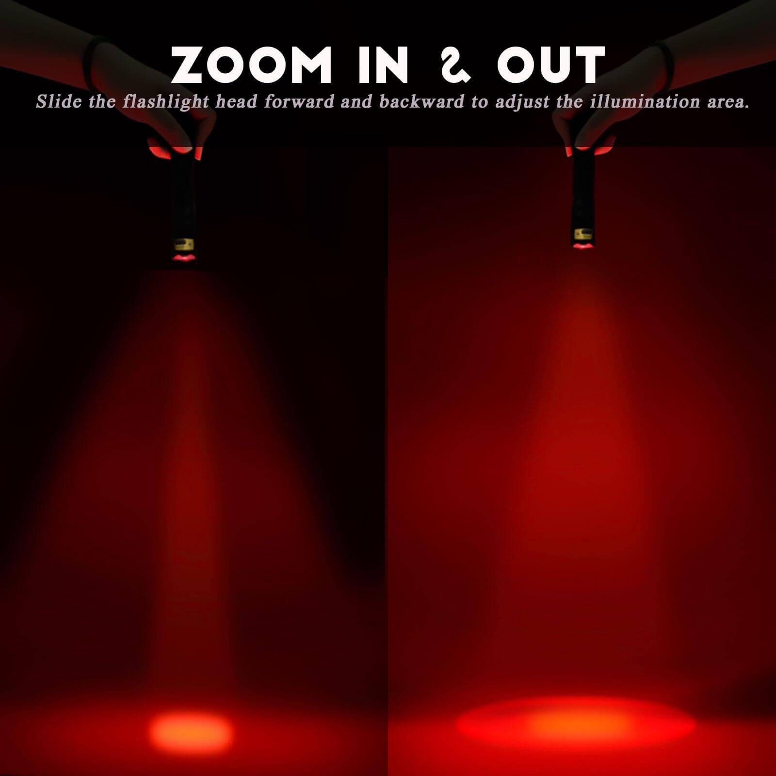 METII Upgraded Flashlight with zoom lens for adjustable focus.