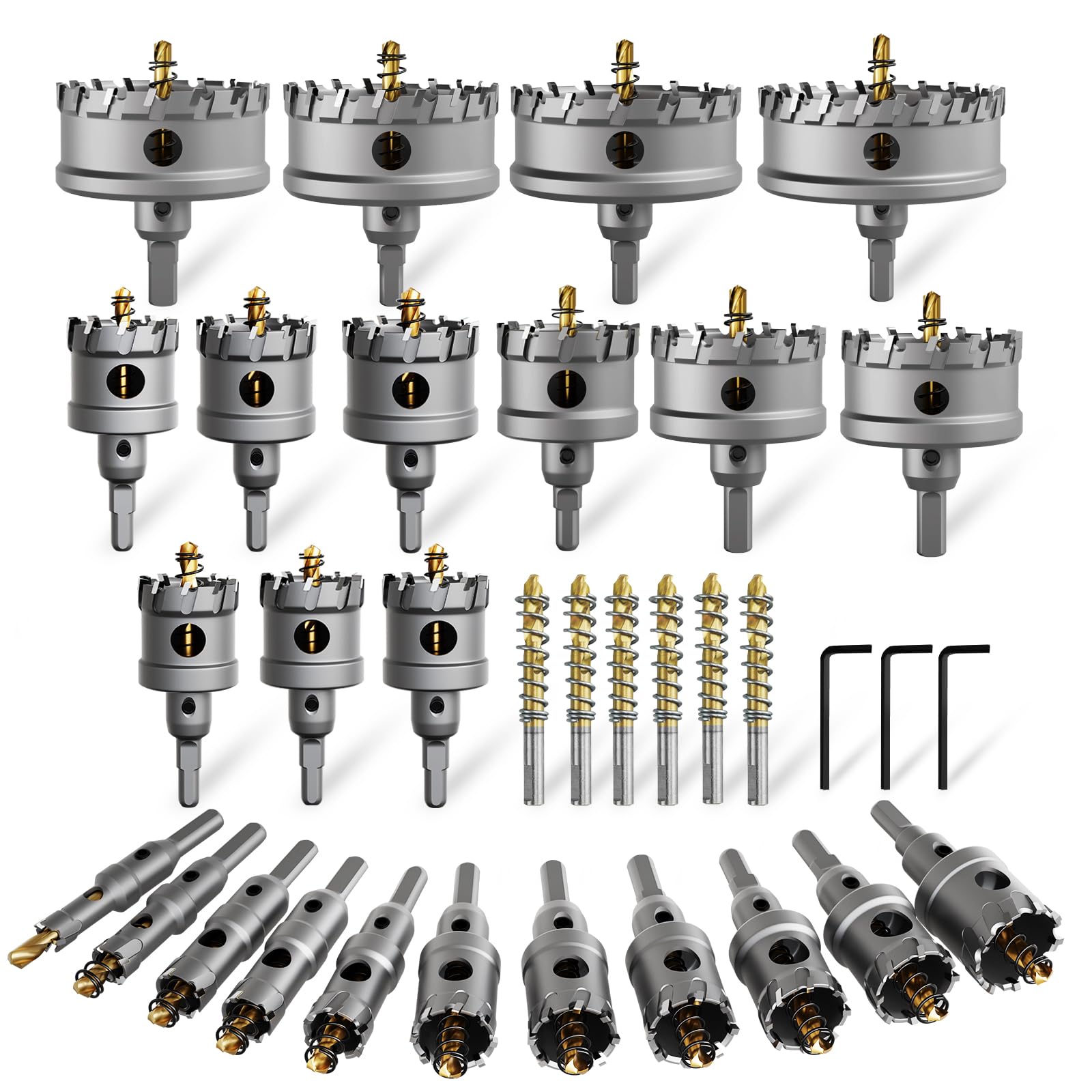 METOTY 33-in-1 hole saw set for versatile metal cutting and drilling.