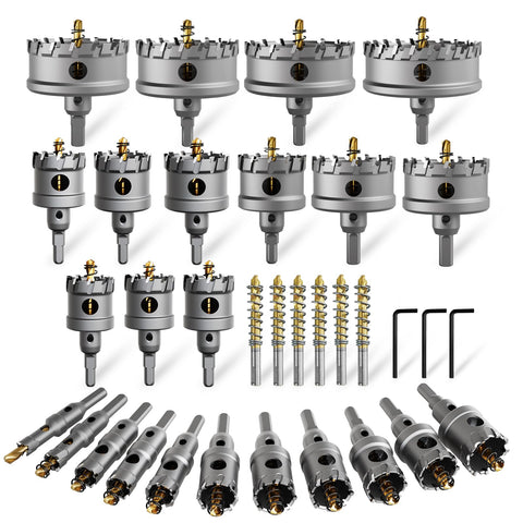 METOTY 33-in-1 hole saw set for versatile metal cutting and drilling.