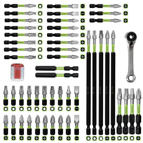 METOTY 52PCS impact bit set with magnetized tips for secure screw driving