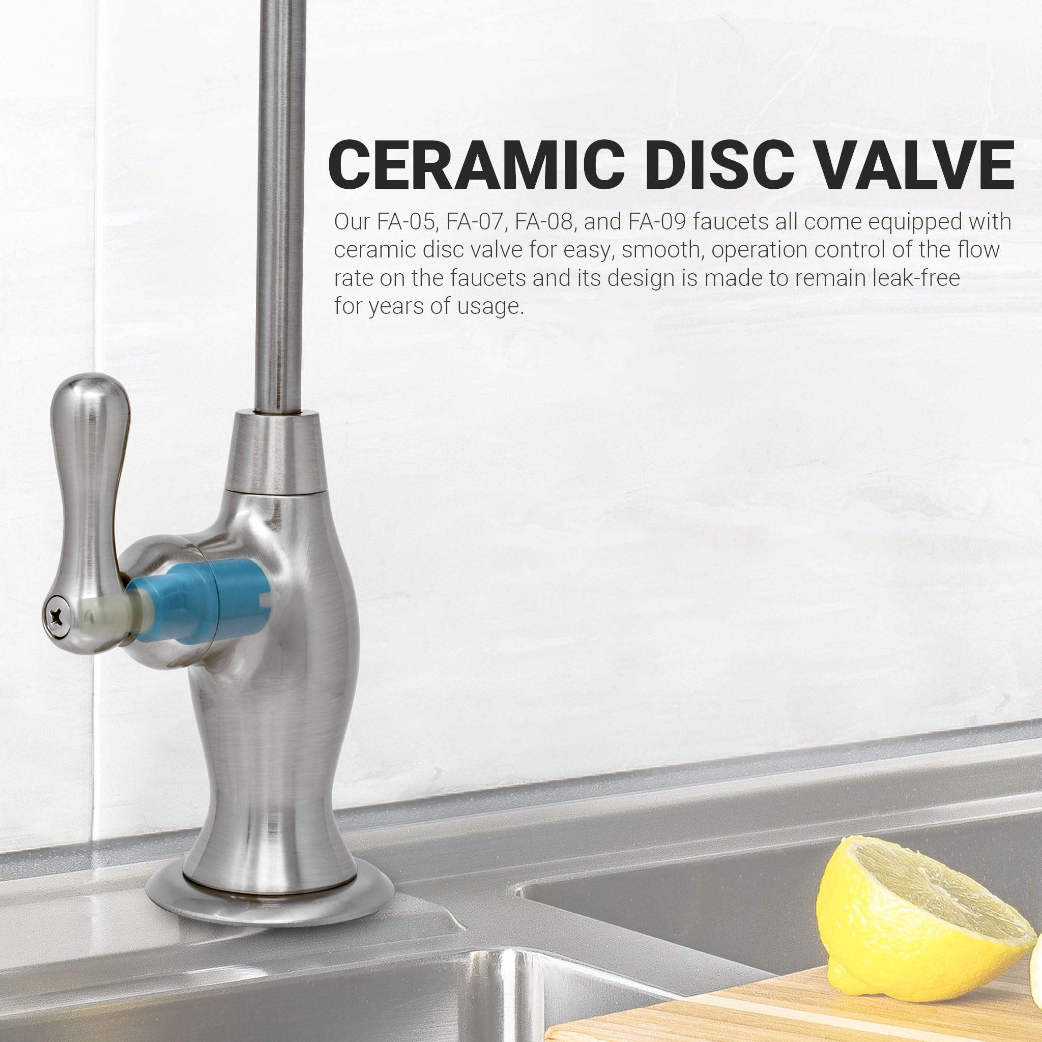 Metpure RO faucet supports 3/8-inch systems with an adapter option.
