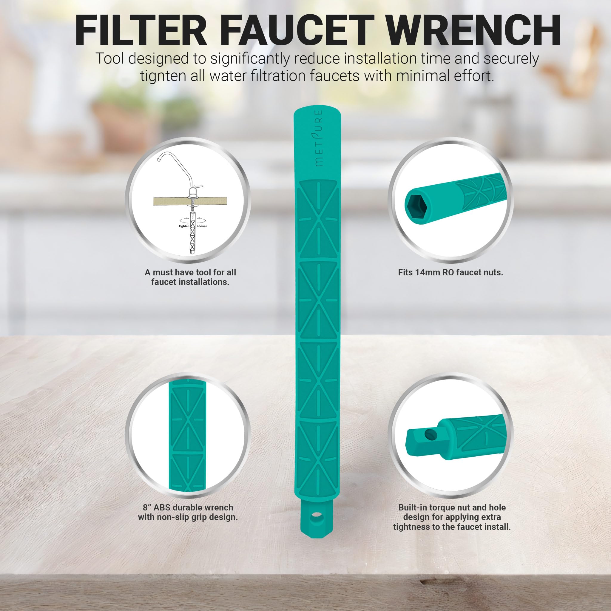 Metpure RO faucet uses lead-free materials for safe home use.