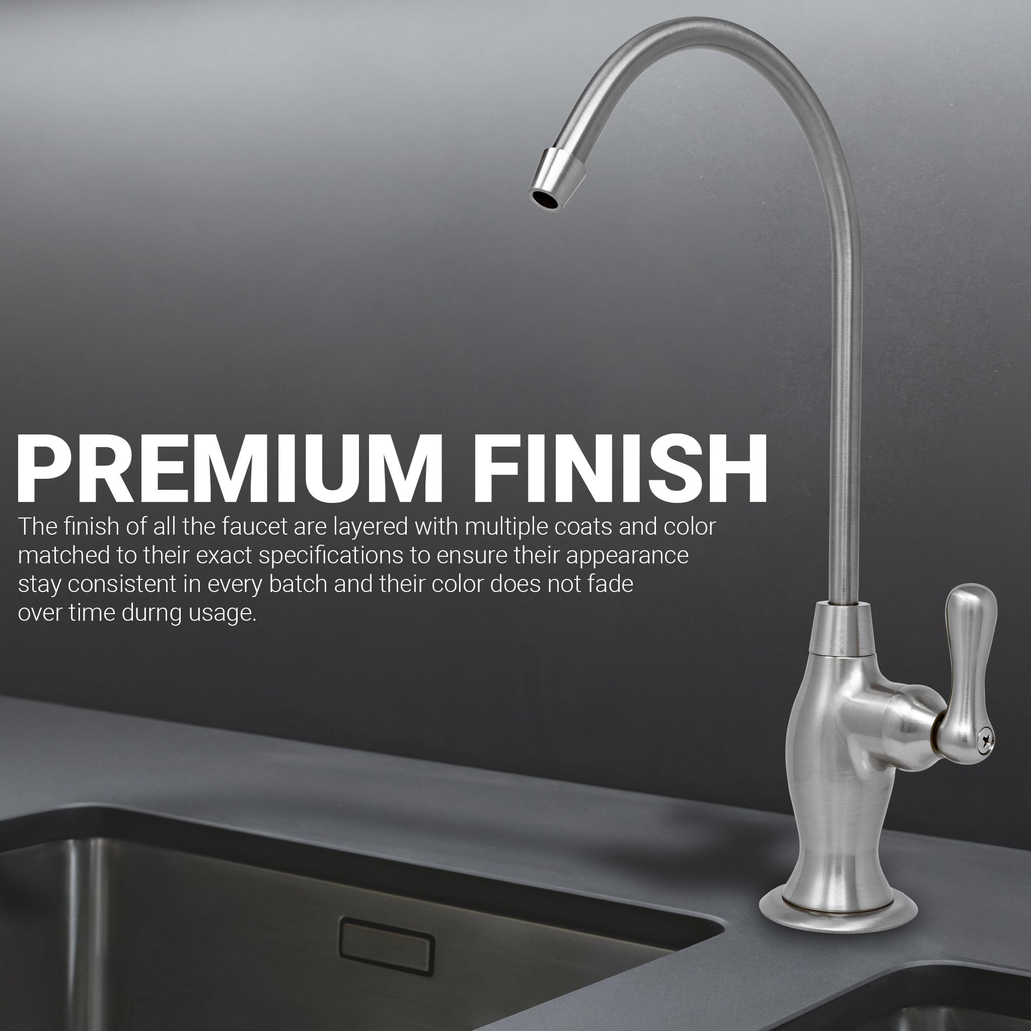 Metpure RO faucet compatible with quarter-inch feed tubes for easy setup.