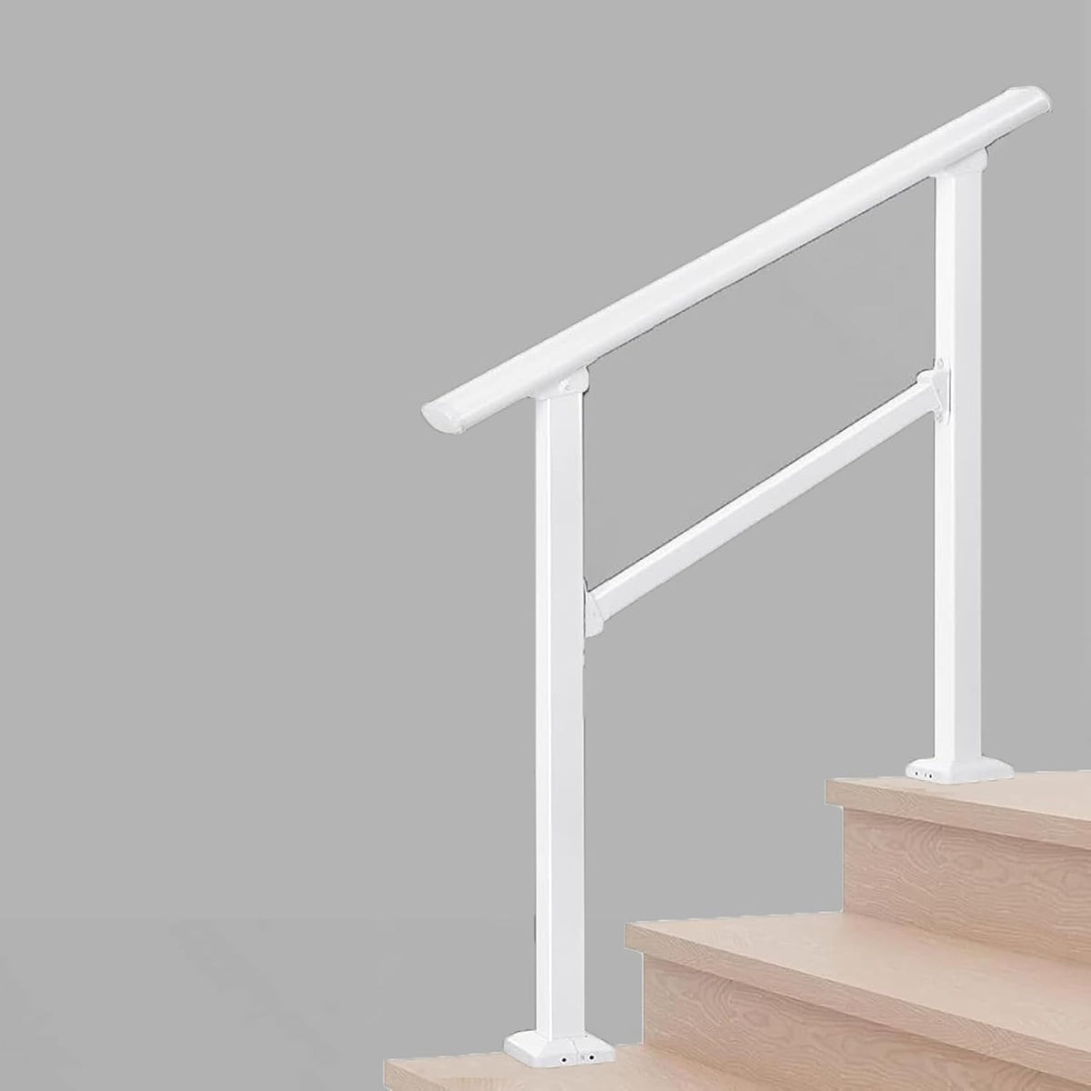 Metty Metal 3-step handrail installed on outdoor stairs with stable support
