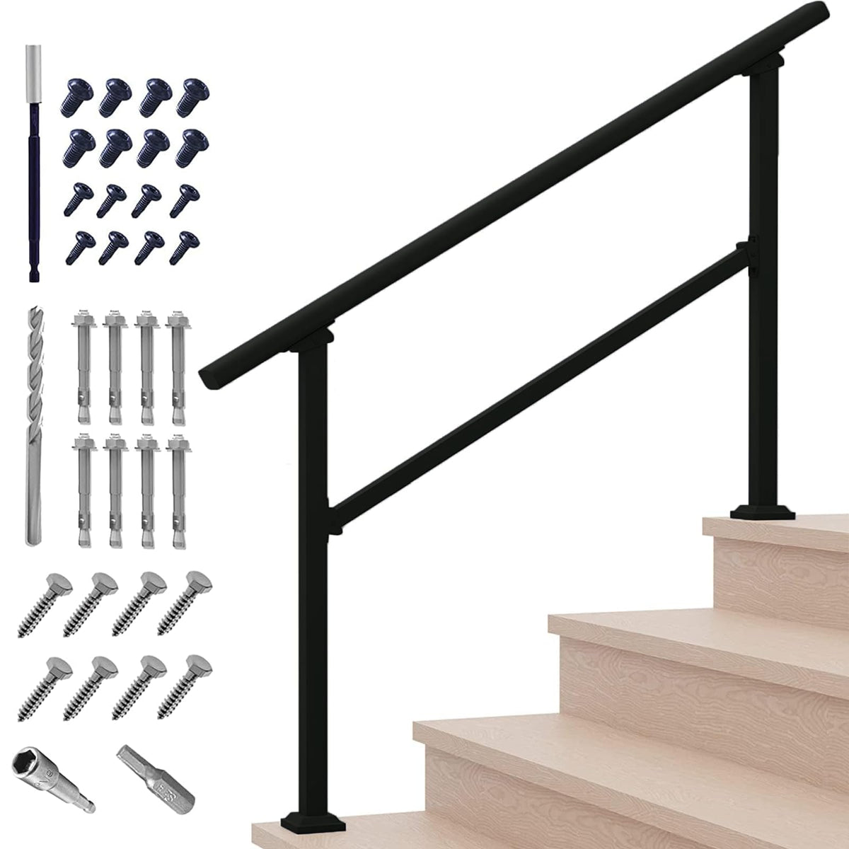 Metty Metal 4step handrail outdoor demonstrates sturdy support for outdoor stairs