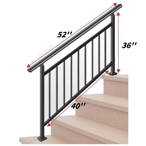 Metty Metal angled curved handrail surface for comfortable grip.