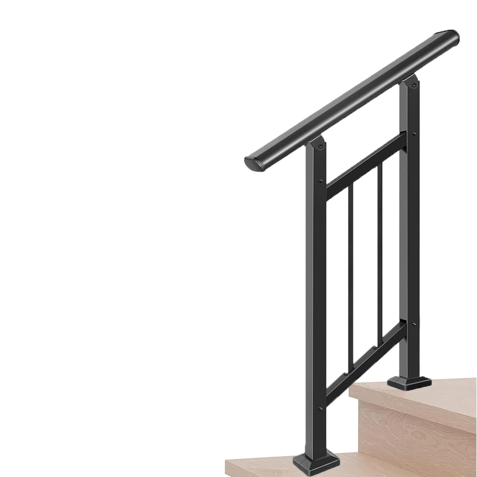 Metty Metal handrail for outdoor steps providing sturdy support on 1-2 step stairs