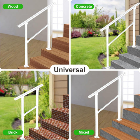 Metty Metal porch handrail with curved ends for comfortable grip