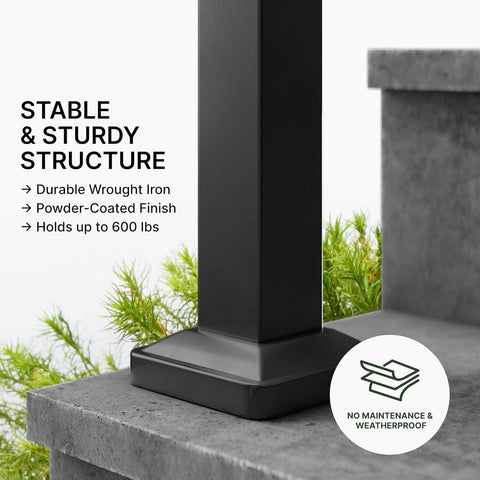 Metty Metal handrail side-view curved design enhances grip comfort