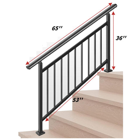 Metty Metal 5-step adjustable handrail adapts from 1 to 5 steps