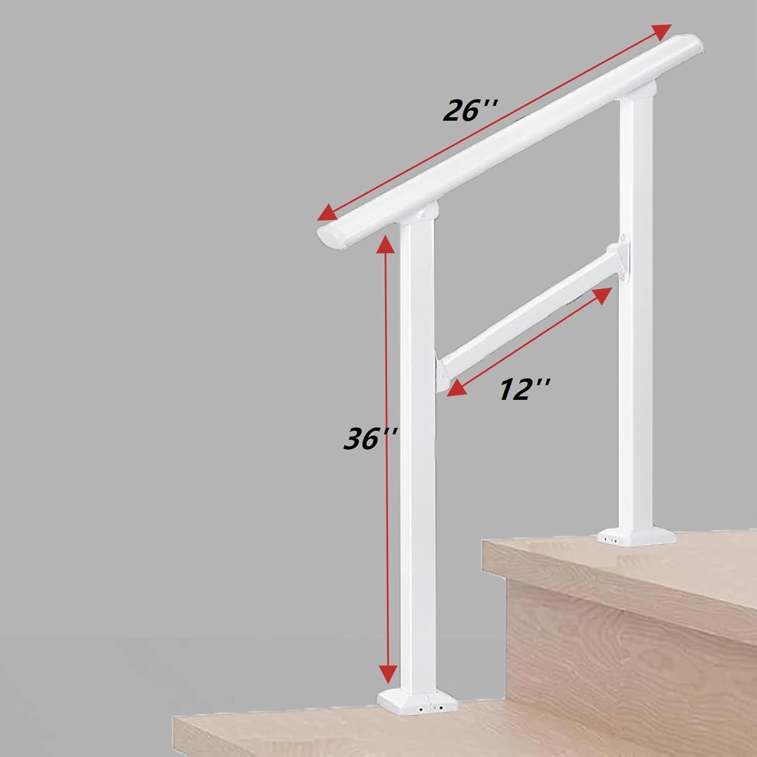 Metty Metal stair railing kit for indoor white stairs enhances safety and accessibility.