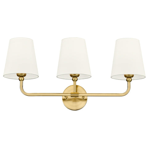 METWET VL837-BG-B-3 brushed gold base on wall sconce for modern bathroom lighting.