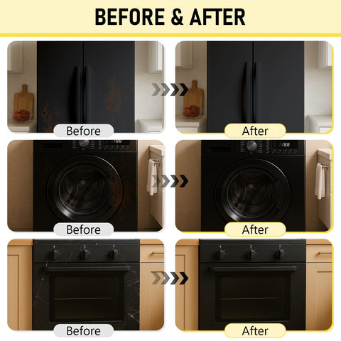 Meuvcol kit includes gloves and sandpaper for easy appliance touch ups.