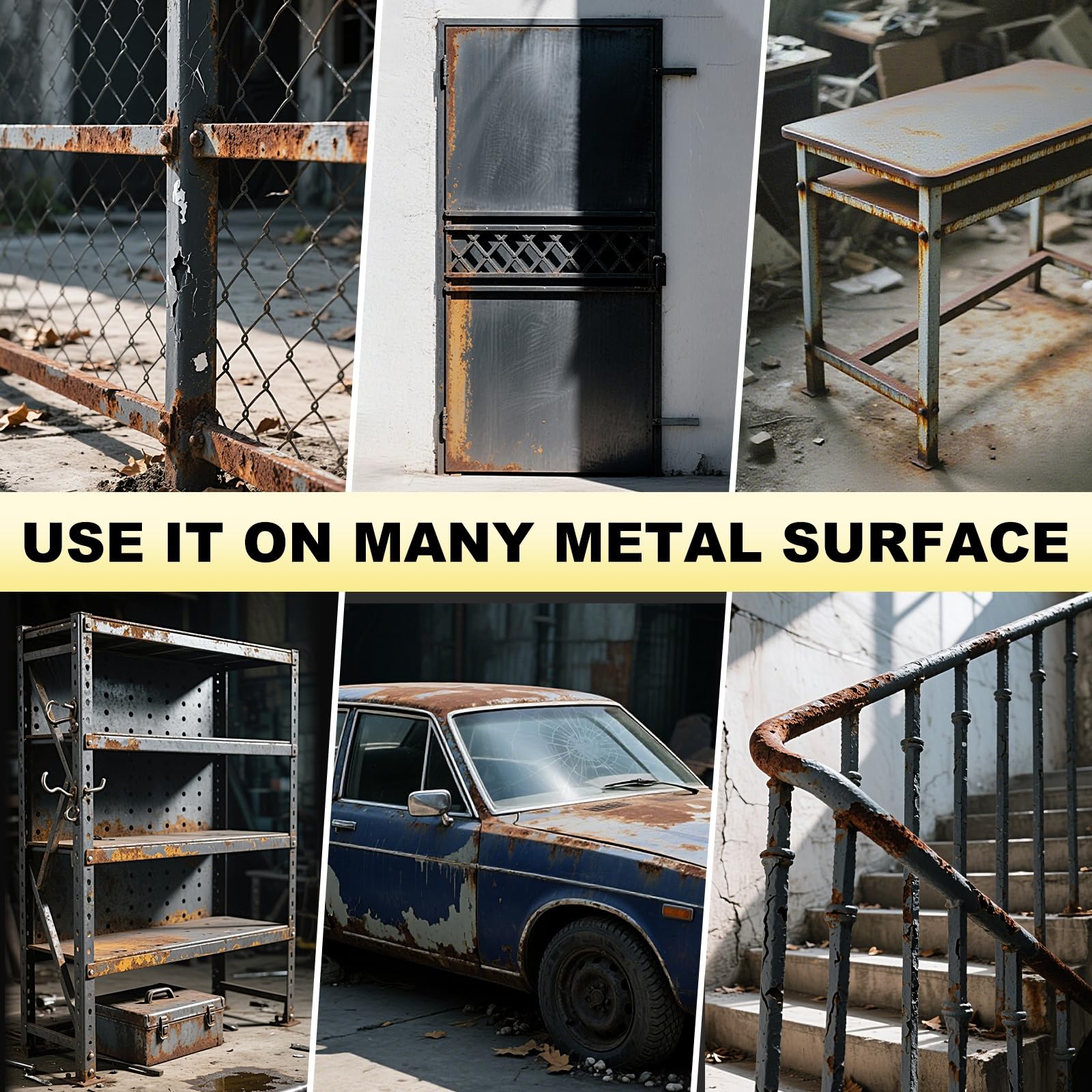 Meuvcol Metal Paint flat matte black finish on metal surfaces.