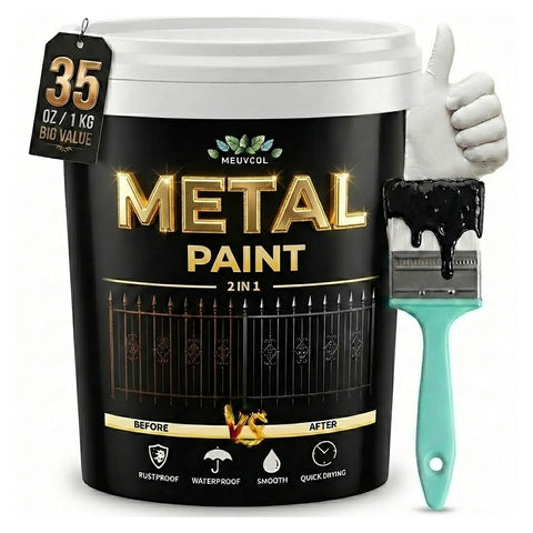 Meuvcol Metal Paint demonstrates rust prevention on an outdoor gate.