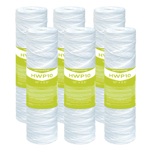MewMore 10-micron sediment filter reducing particles for clearer water.