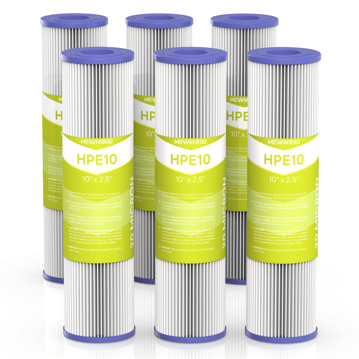 MewMore 20 micron whole-house filter pack reduces sediment for clearer water.