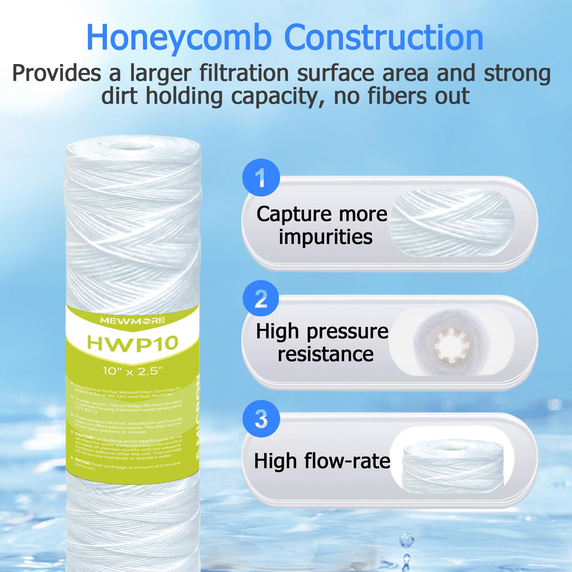 MewMore universal 10in x 2.5in filter housing compatible with many RO units