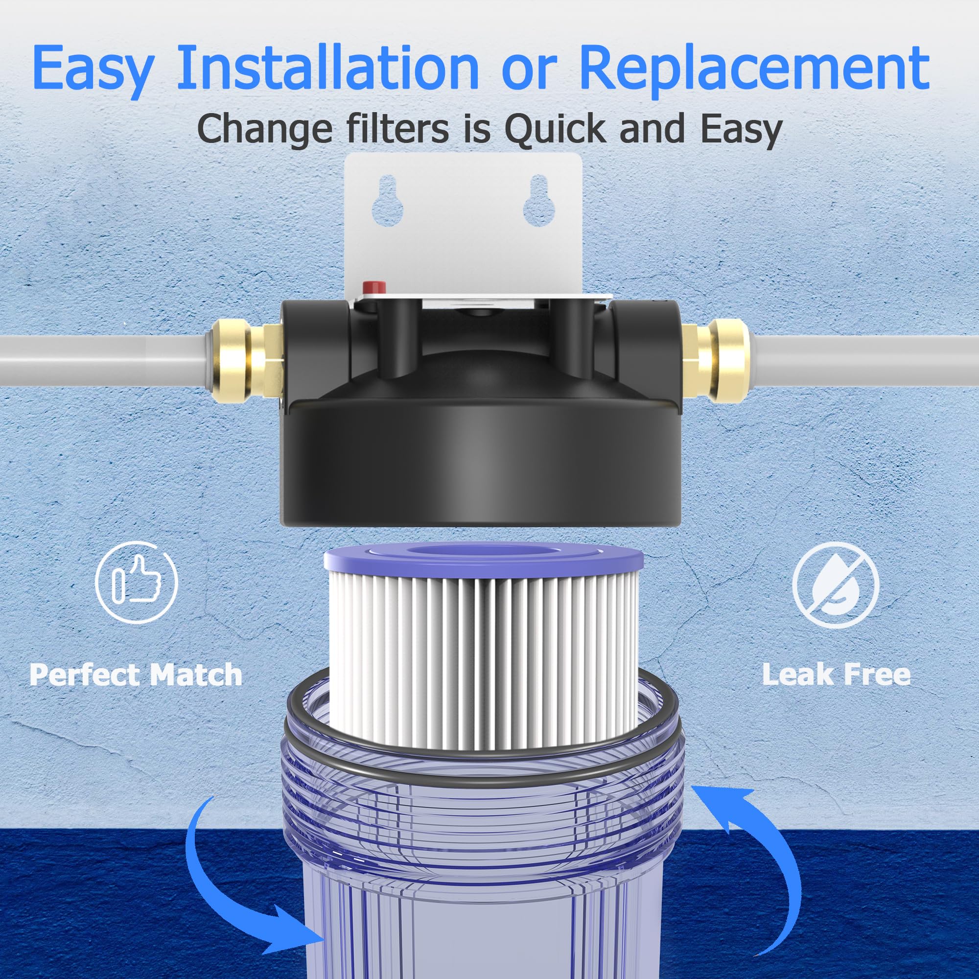 MewMore water flow test illustrates improved clarity after filtration.