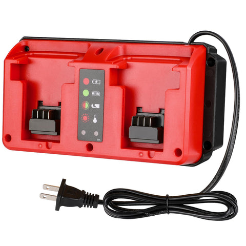 Mewryytuo dual charger station powering Milwaukee M18 batteries simultaneously
