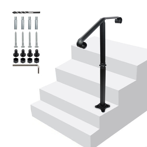 MEWSDEN handrail with a single post for outdoor steps enhances grip and safety
