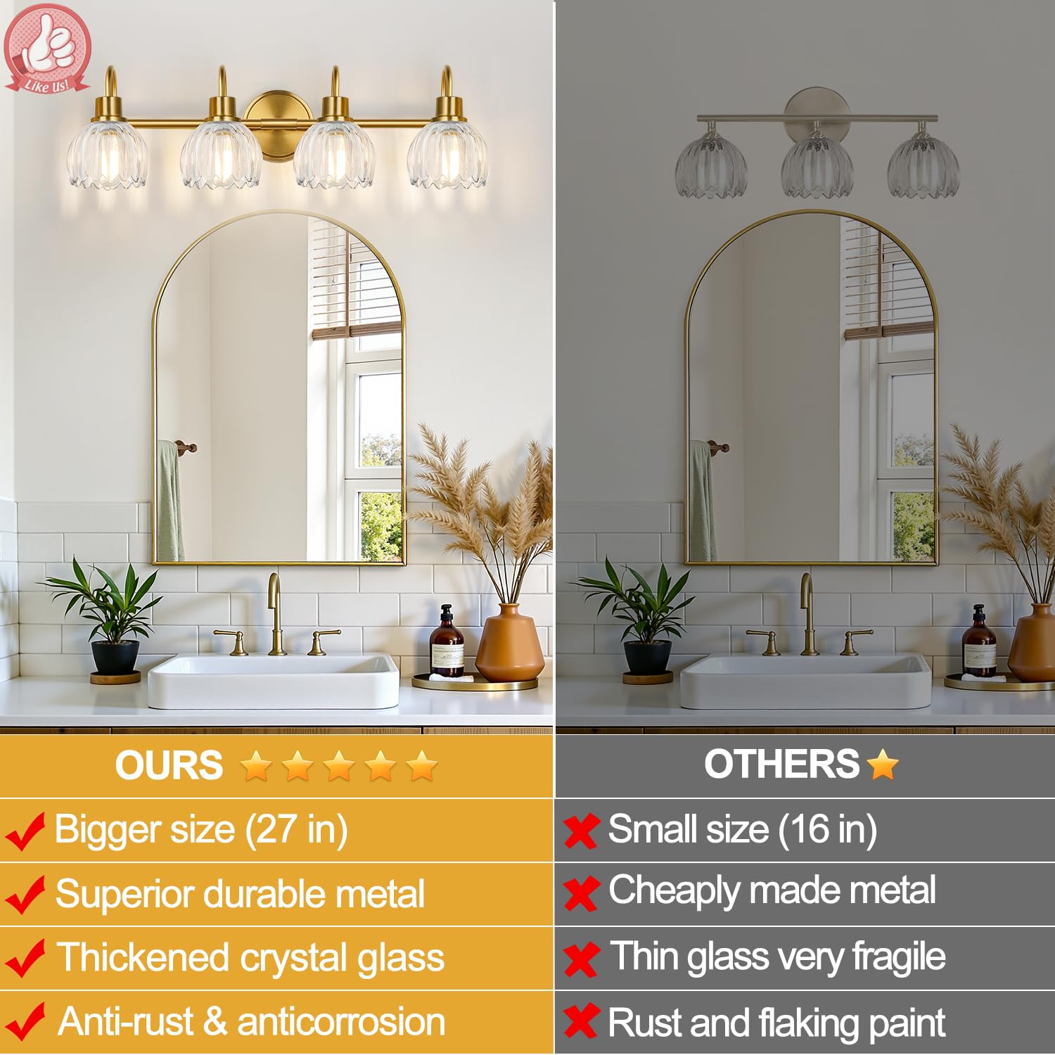Meybiok all-metal body ensures sturdy shade attachment.