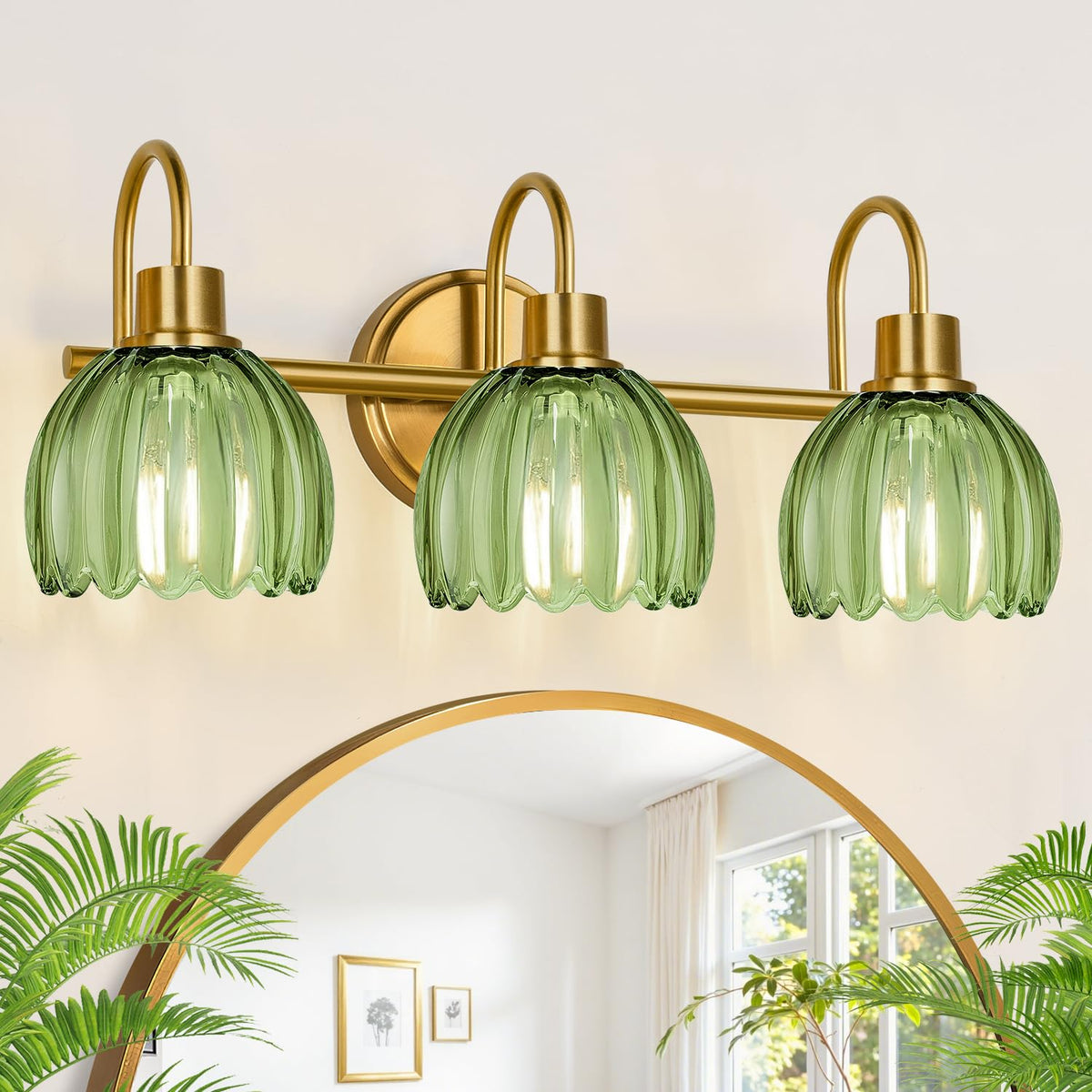Meybiok 3-light vanity light with brushed gold finish for a refined bathroom focal point