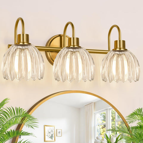 Meybiok bathroom vanity light with 3 bulbs and tulip shade for a warm glow